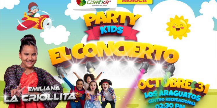 Comfiar celebra la fiesta de la niñez el 31 de octubre con Party Kids El Concierto, un evento lleno de actividades, música y diversión.