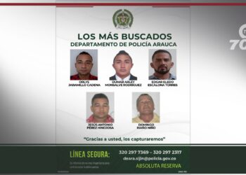 La Policía de Arauca divulgó la lista de los cinco presuntos delincuentes más buscados. Se pide colaboración ciudadana para su captura.