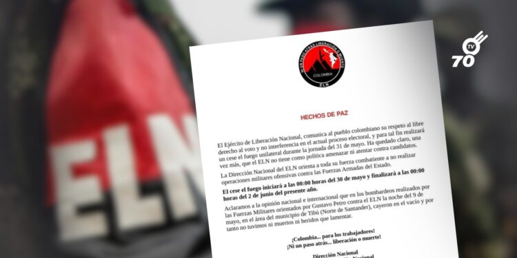 ELN anunció cese al fuego unilateral durante elecciones presidenciales